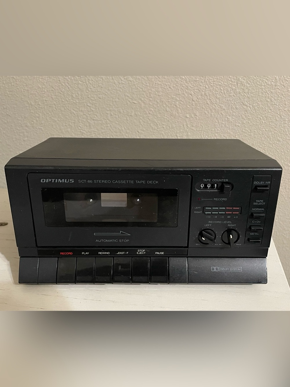 Optimus SCT-86 Stereo Cassette Tape Deck